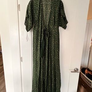 Reformation  Green Floral Maxi Dress